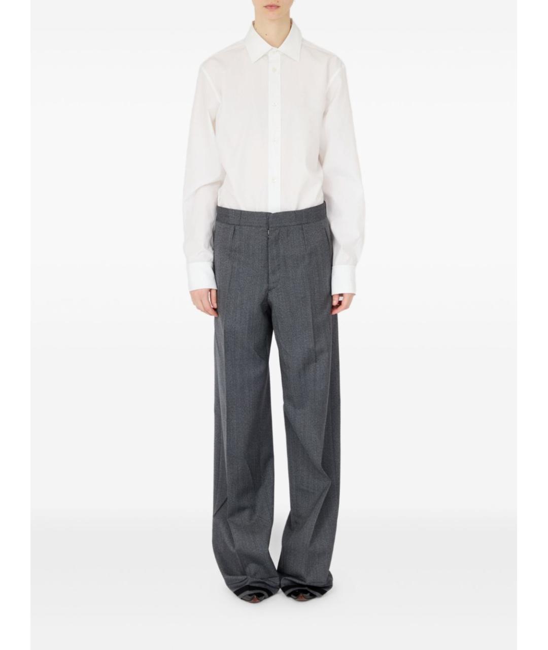MAISON MARGIELA Серые полиэстеровые прямые брюки, фото 6