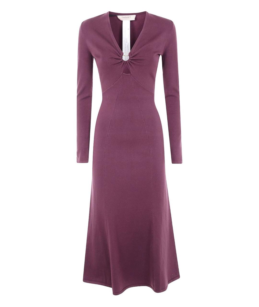 TWIN-SET Бордовое вискозное вечернее платье, фото 1