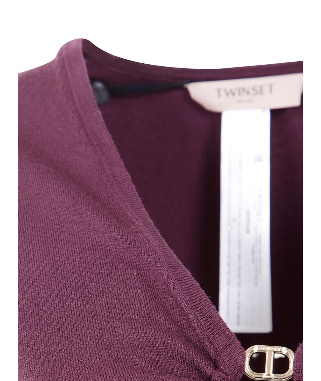 TWIN-SET Бордовое вискозное вечернее платье, фото 3