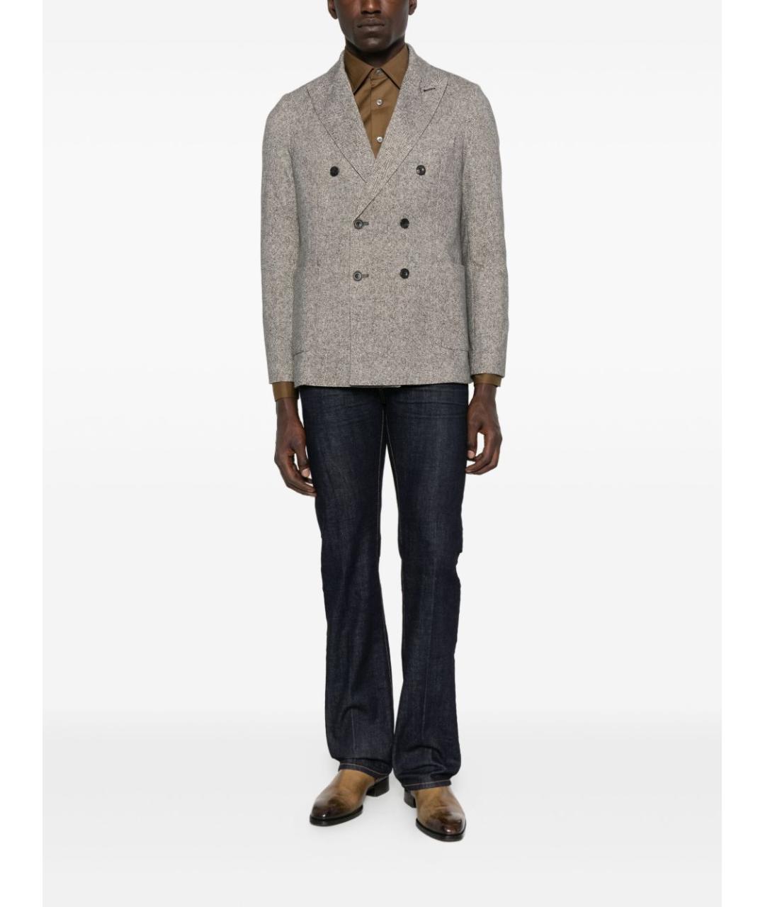 CIRCOLO 1901 Серый шерстяной пиджак, фото 5