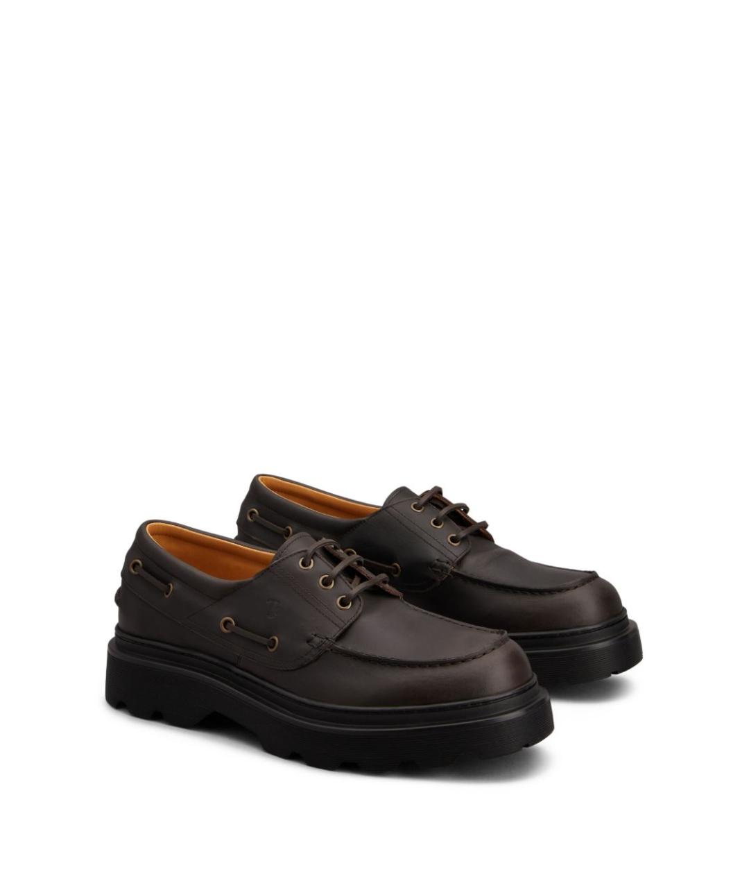 TOD'S Коричневые кожаные низкие ботинки, фото 5