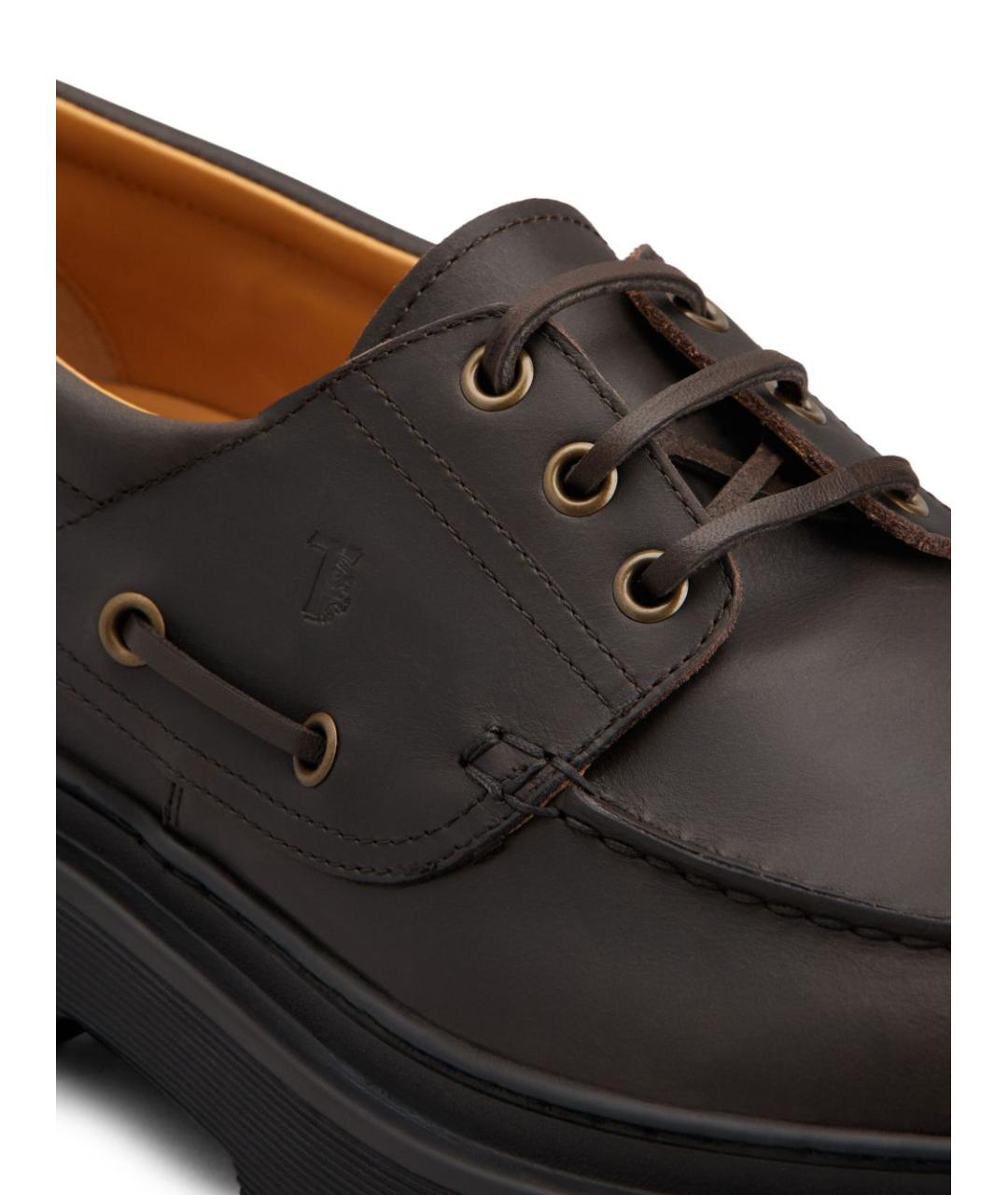 TOD'S Коричневые кожаные низкие ботинки, фото 3