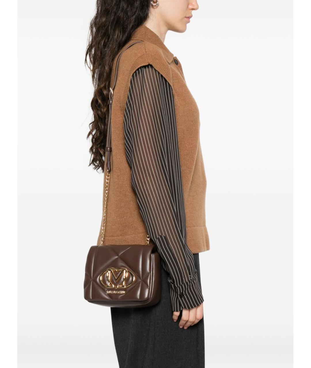 LOVE MOSCHINO Коричневая сумка через плечо из искусственной кожи, фото 3