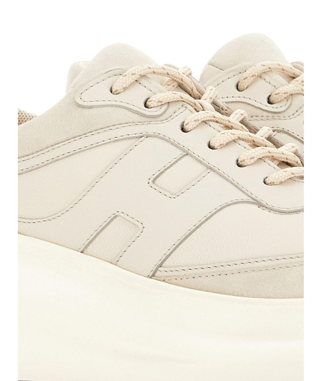 HOGAN Бежевые кожаные кроссовки, фото 4