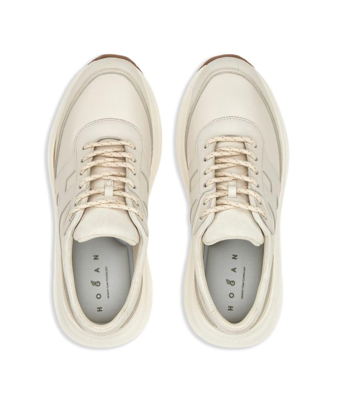 HOGAN Бежевые кожаные кроссовки, фото 6