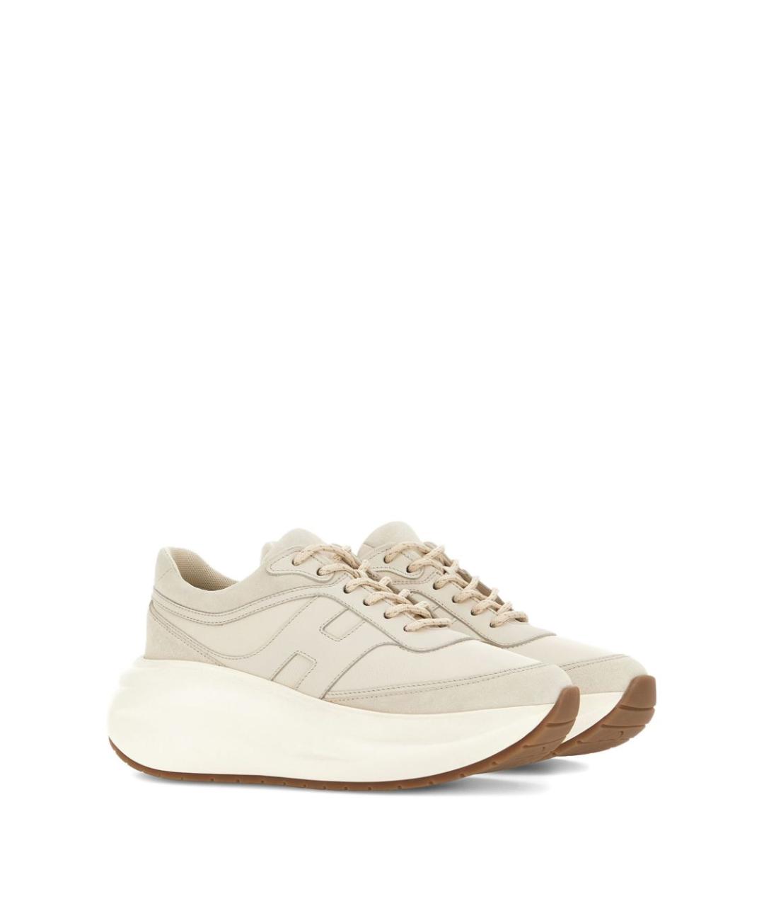 HOGAN Бежевые кожаные кроссовки, фото 3