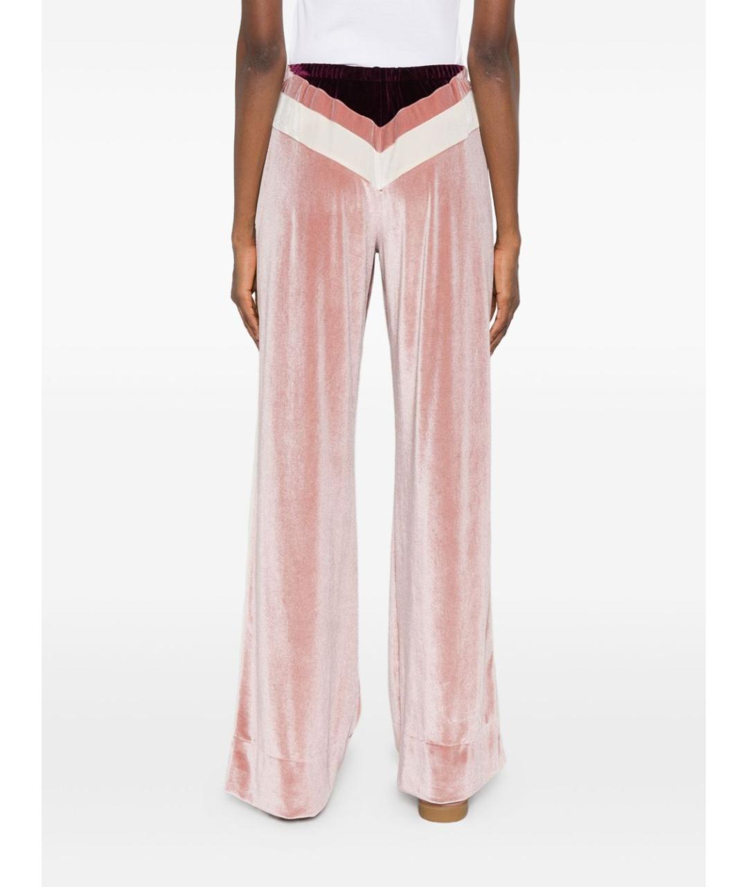 PALM ANGELS Розовые полиэстеровые прямые брюки, фото 3