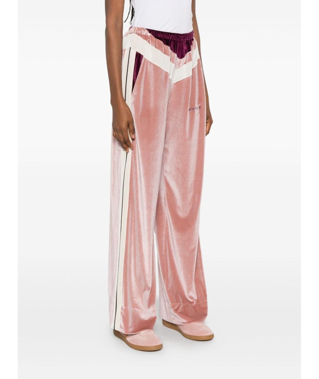 PALM ANGELS Розовые полиэстеровые прямые брюки, фото 5