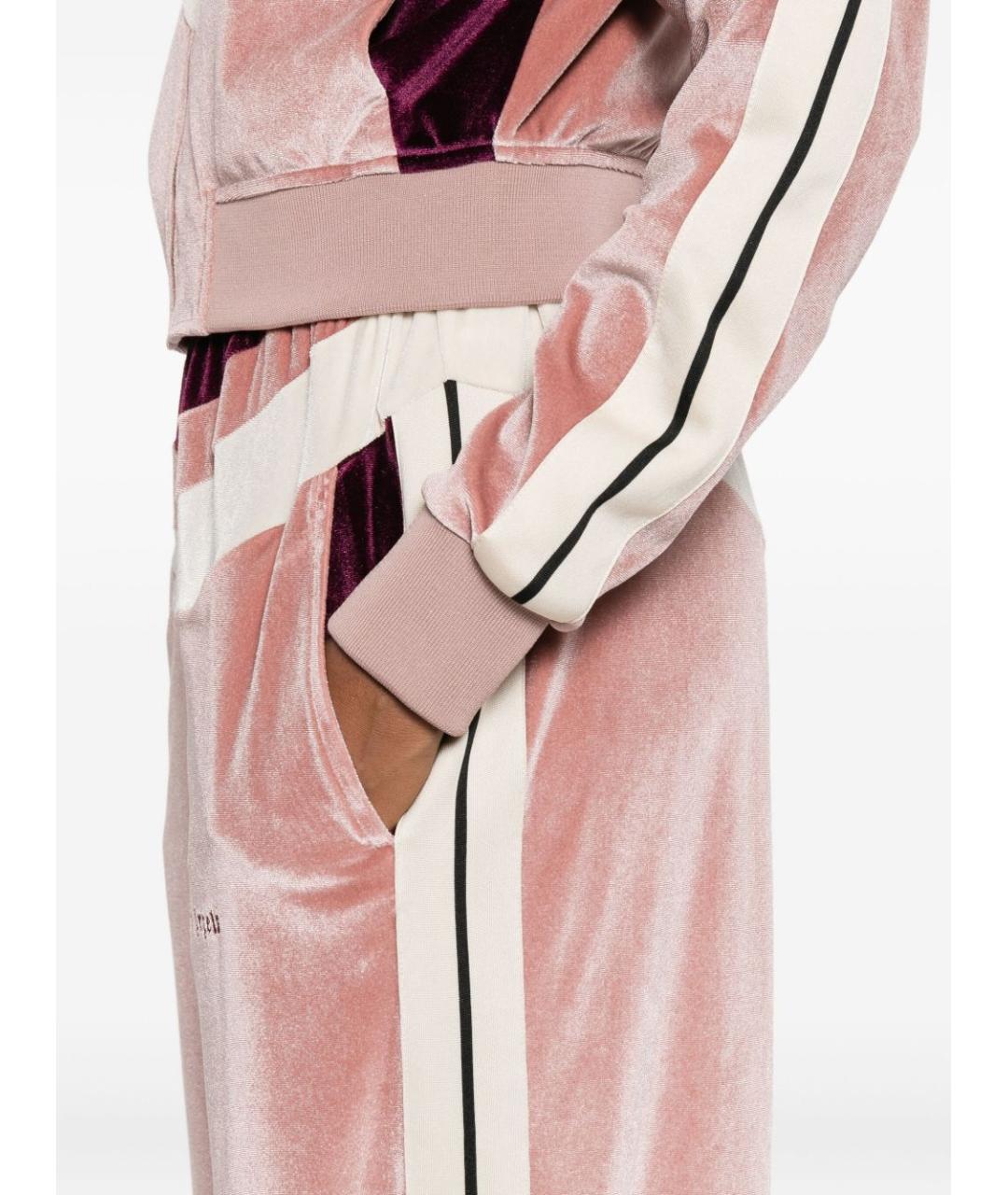 PALM ANGELS Розовые полиэстеровые прямые брюки, фото 4