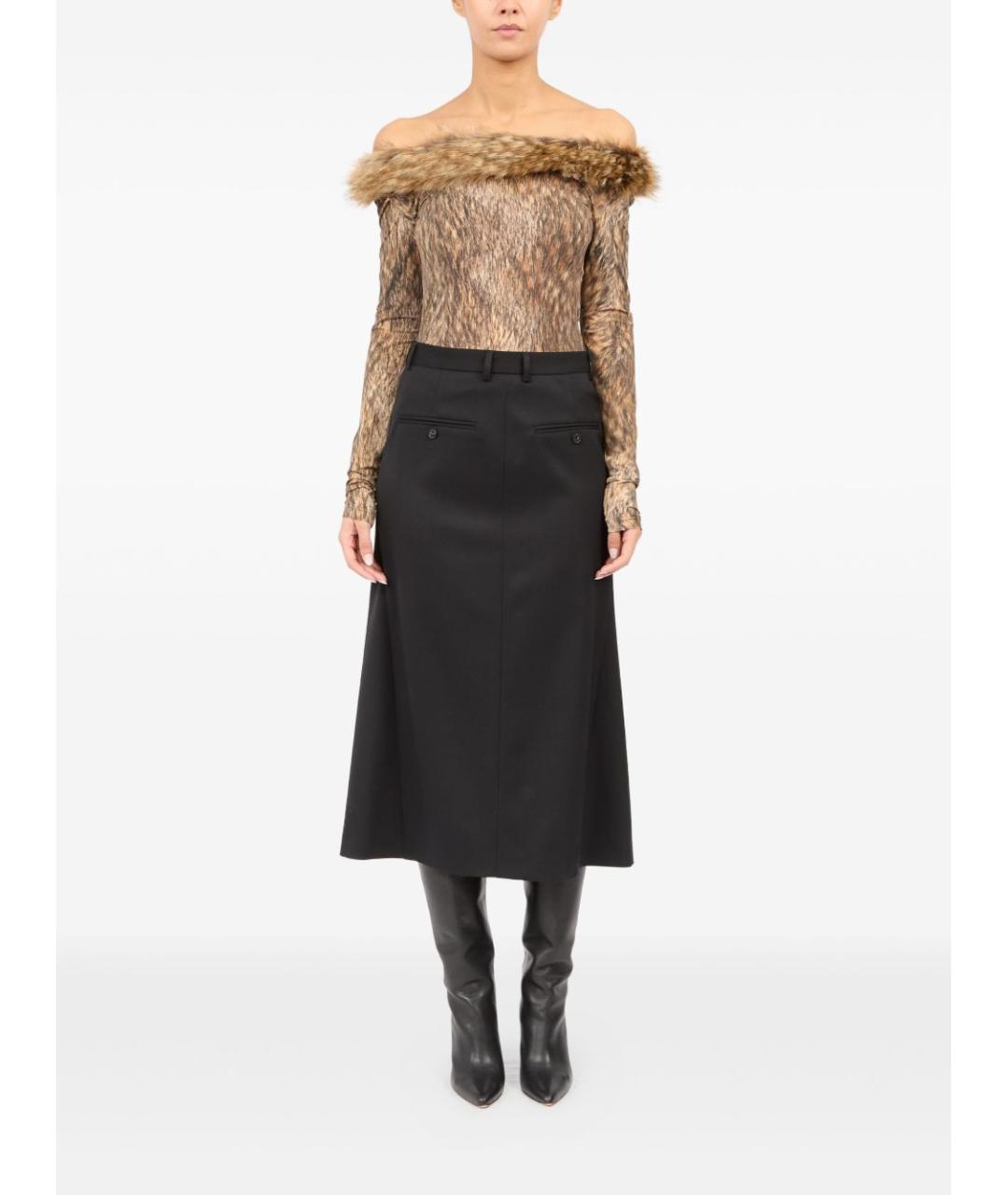 MM6 MAISON MARGIELA Черная полиамидовая юбка миди, фото 5