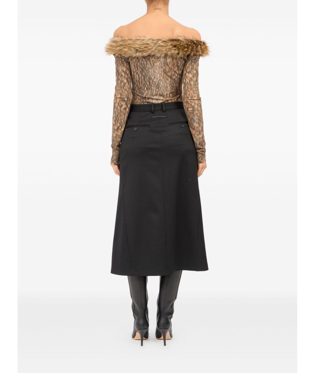 MM6 MAISON MARGIELA Черная полиамидовая юбка миди, фото 4