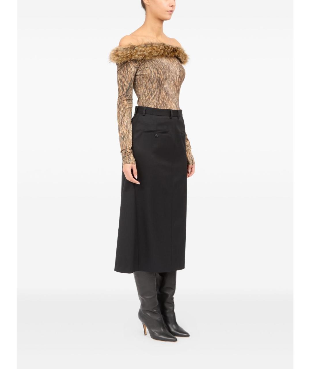 MM6 MAISON MARGIELA Черная полиамидовая юбка миди, фото 2