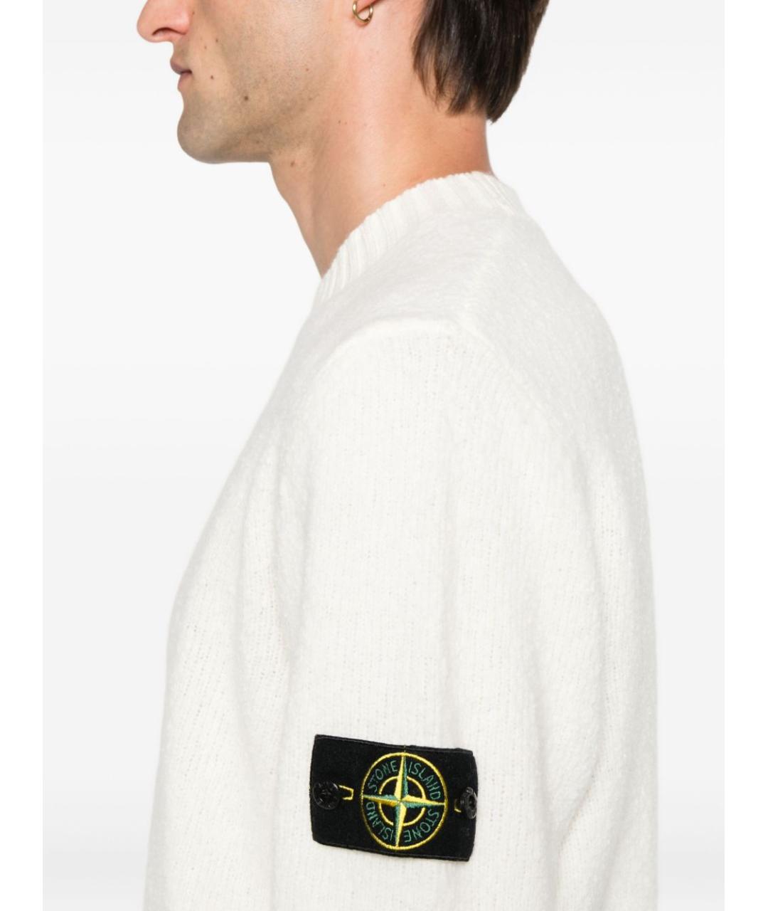 STONE ISLAND Бежевый шерстяной джемпер / свитер, фото 4