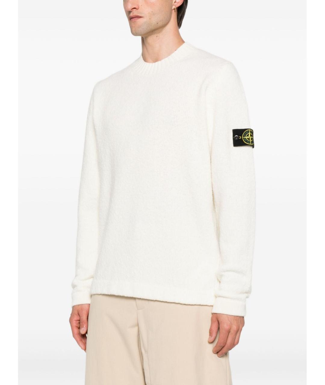 STONE ISLAND Бежевый шерстяной джемпер / свитер, фото 3