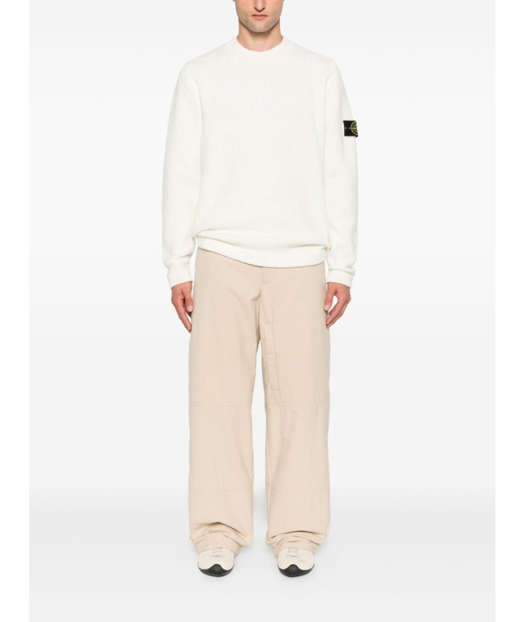 STONE ISLAND Бежевый шерстяной джемпер / свитер, фото 2