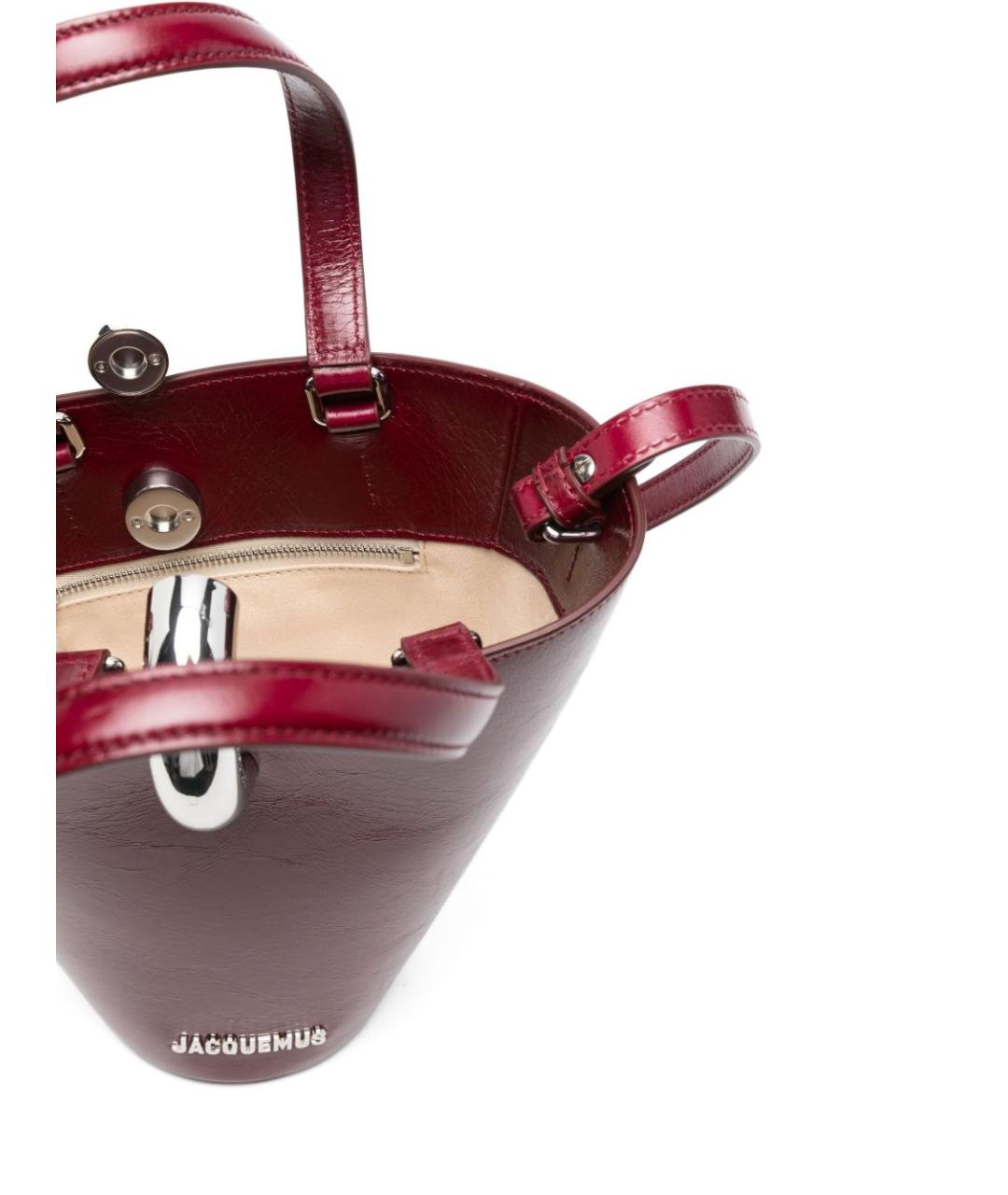JACQUEMUS Бордовая кожаная сумка тоут, фото 2