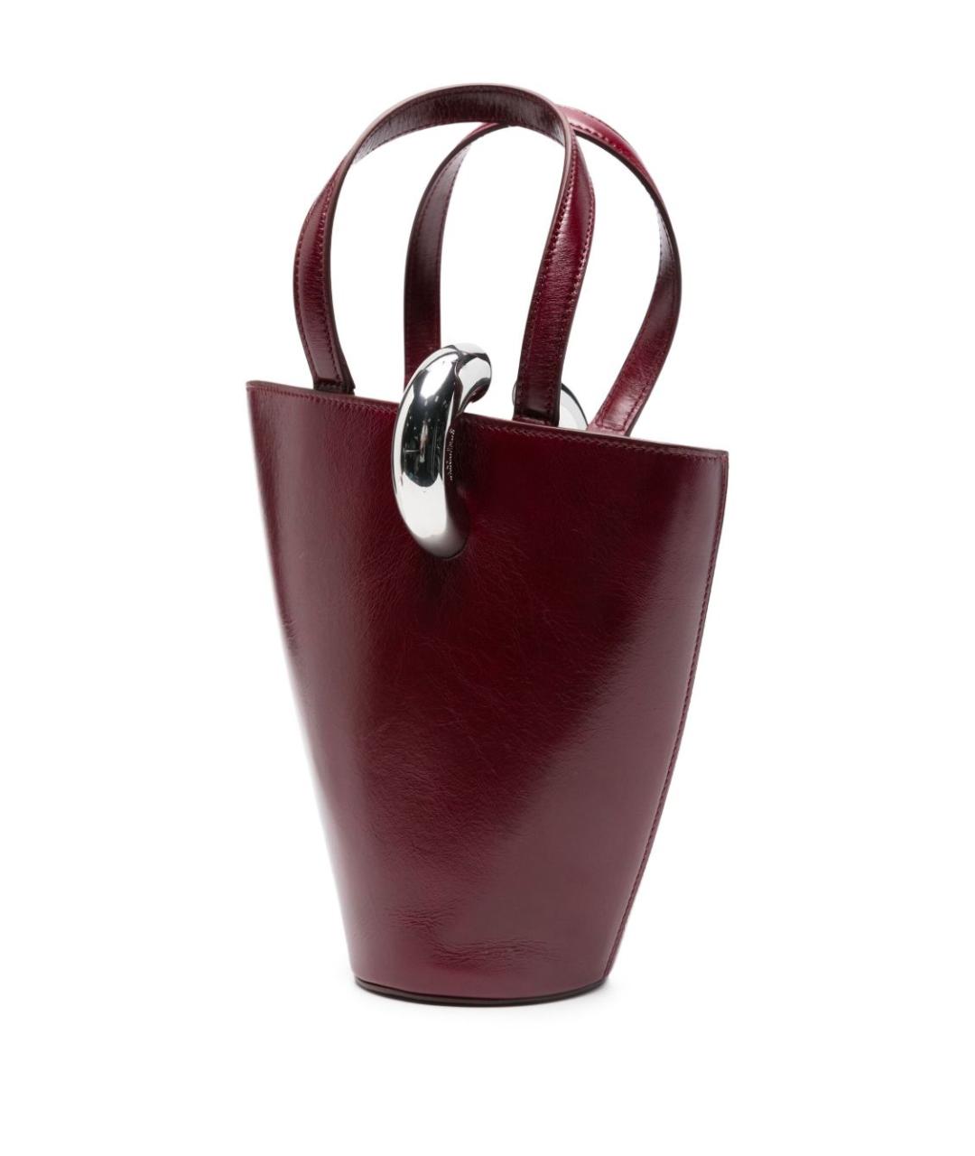 JACQUEMUS Бордовая кожаная сумка тоут, фото 5