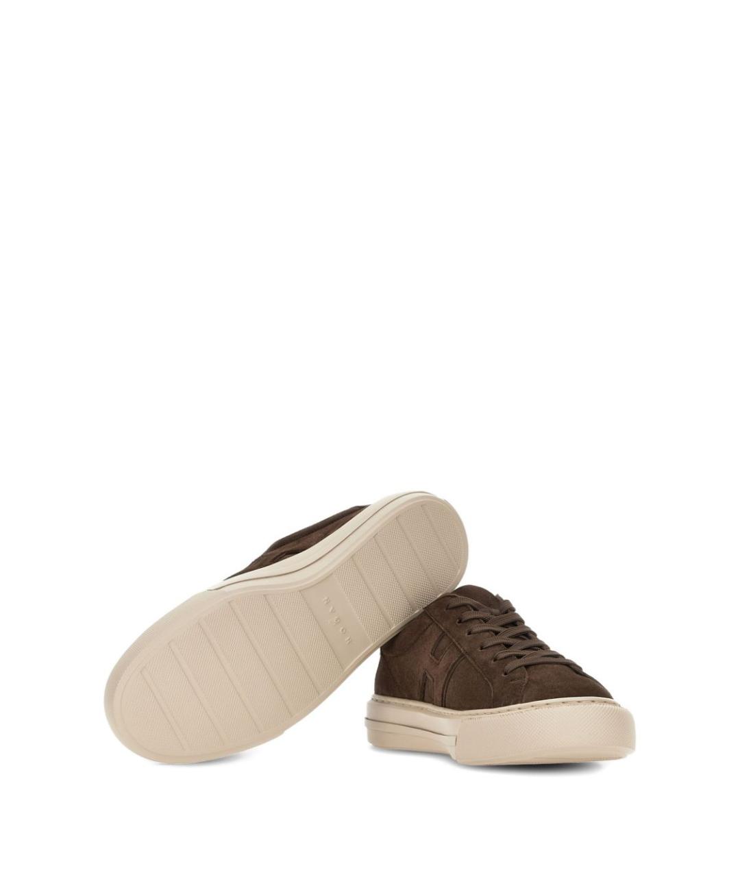 HOGAN Коричневые замшевые низкие кроссовки / кеды, фото 3