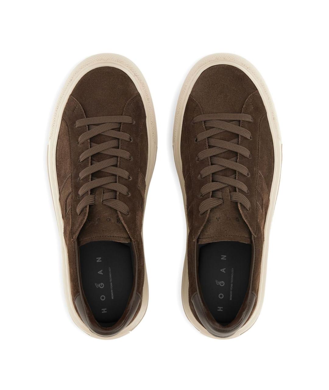 HOGAN Коричневые замшевые низкие кроссовки / кеды, фото 5