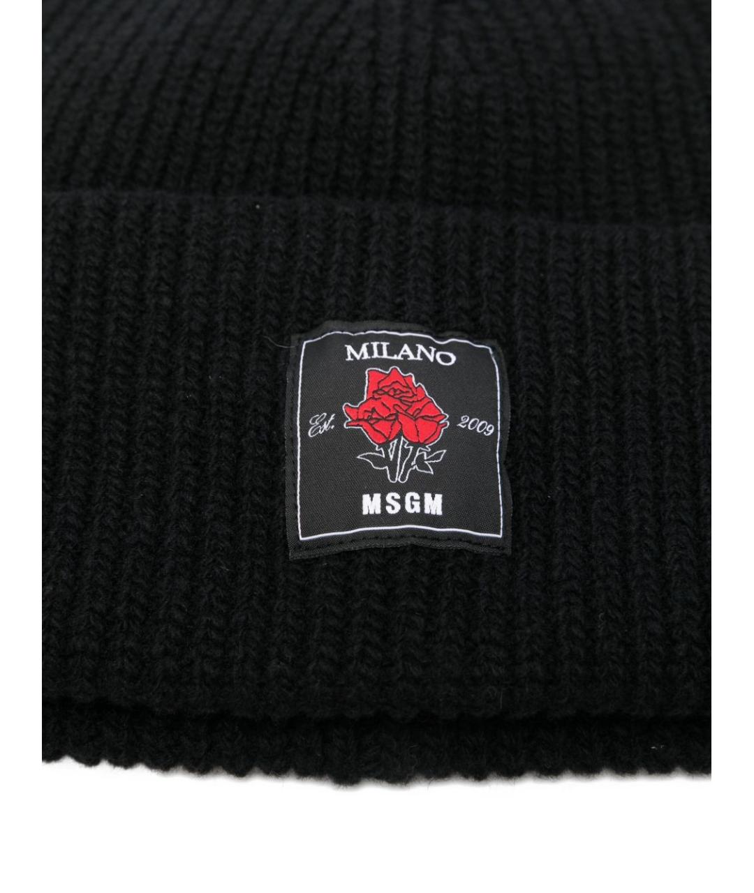 MSGM Черная шерстяная шапка, фото 2