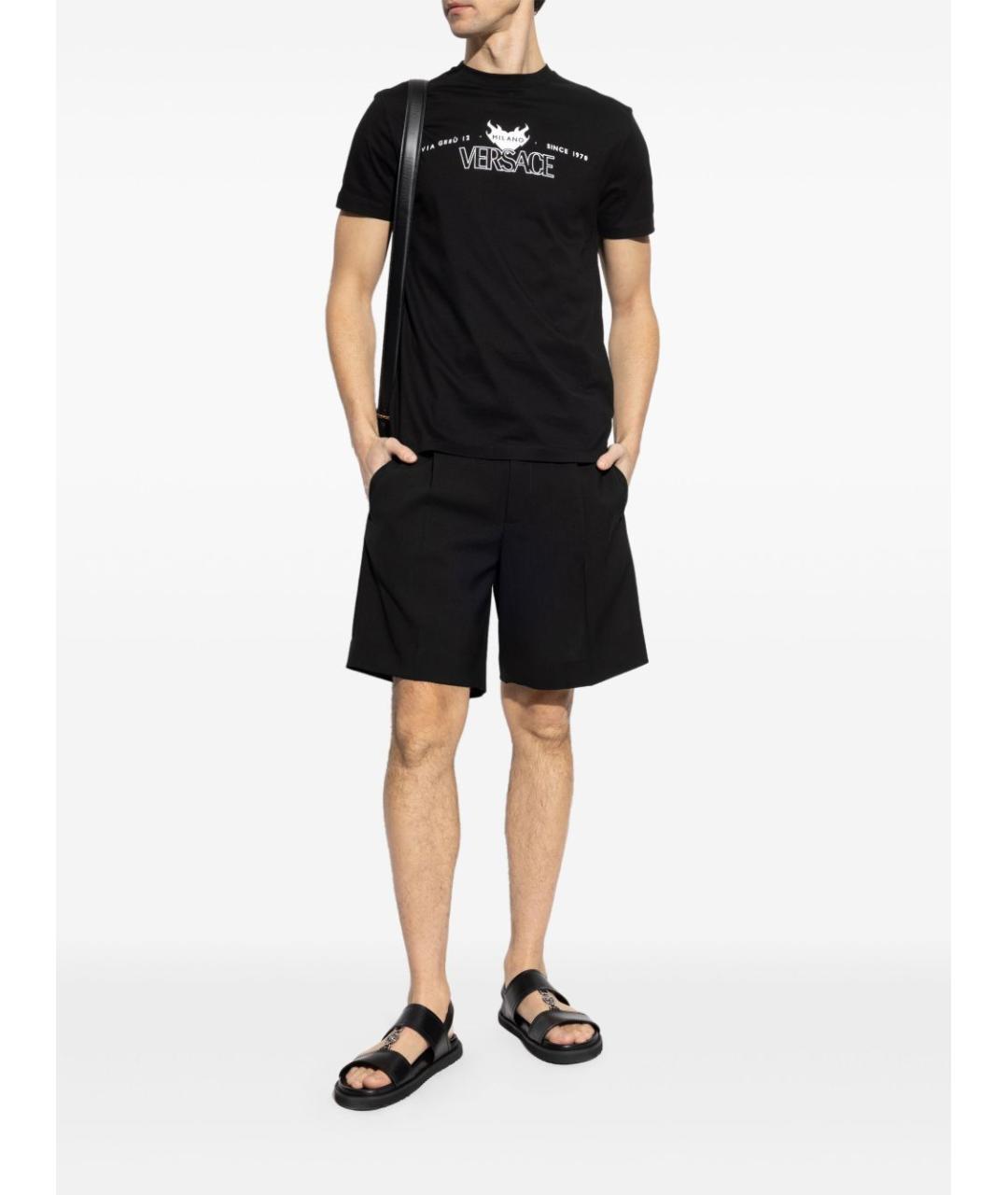 VERSACE Черная хлопковая футболка, фото 5