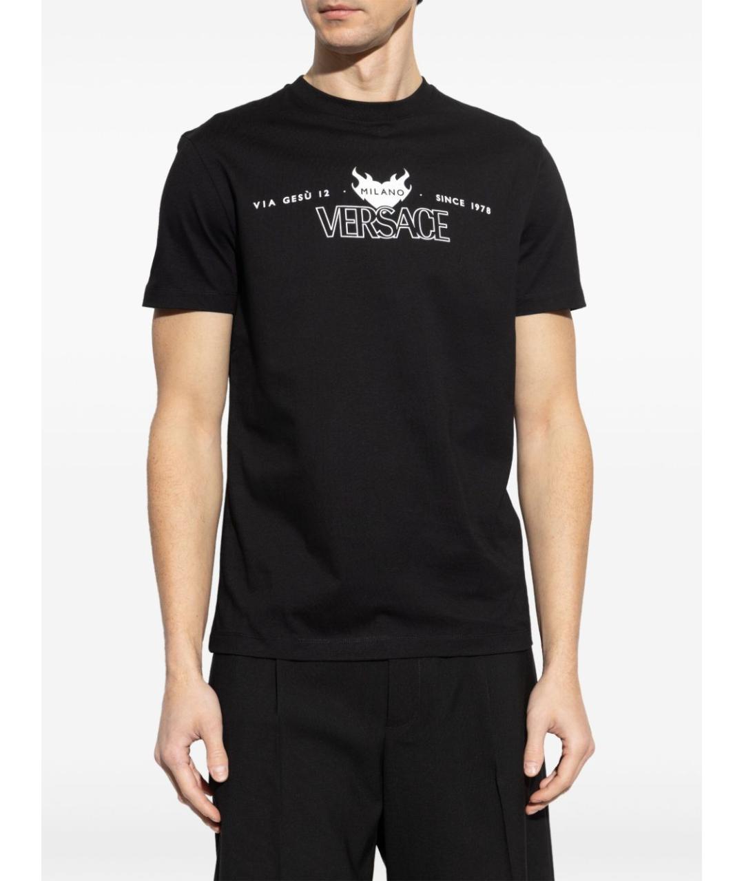VERSACE Черная хлопковая футболка, фото 2