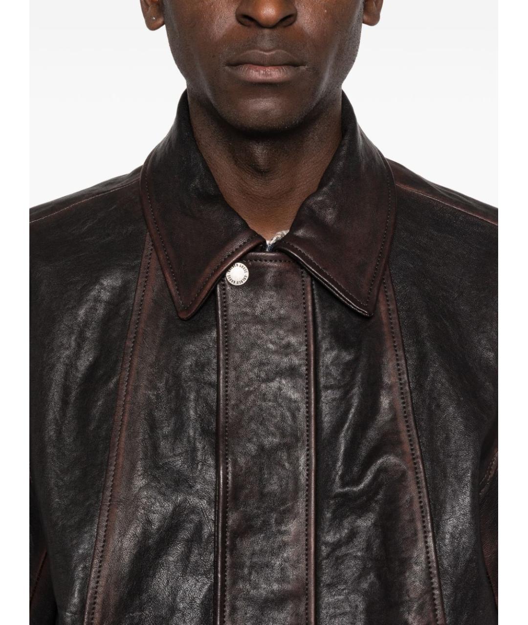 GOLDEN GOOSE DELUXE BRAND Коричневая кожаная куртка, фото 2