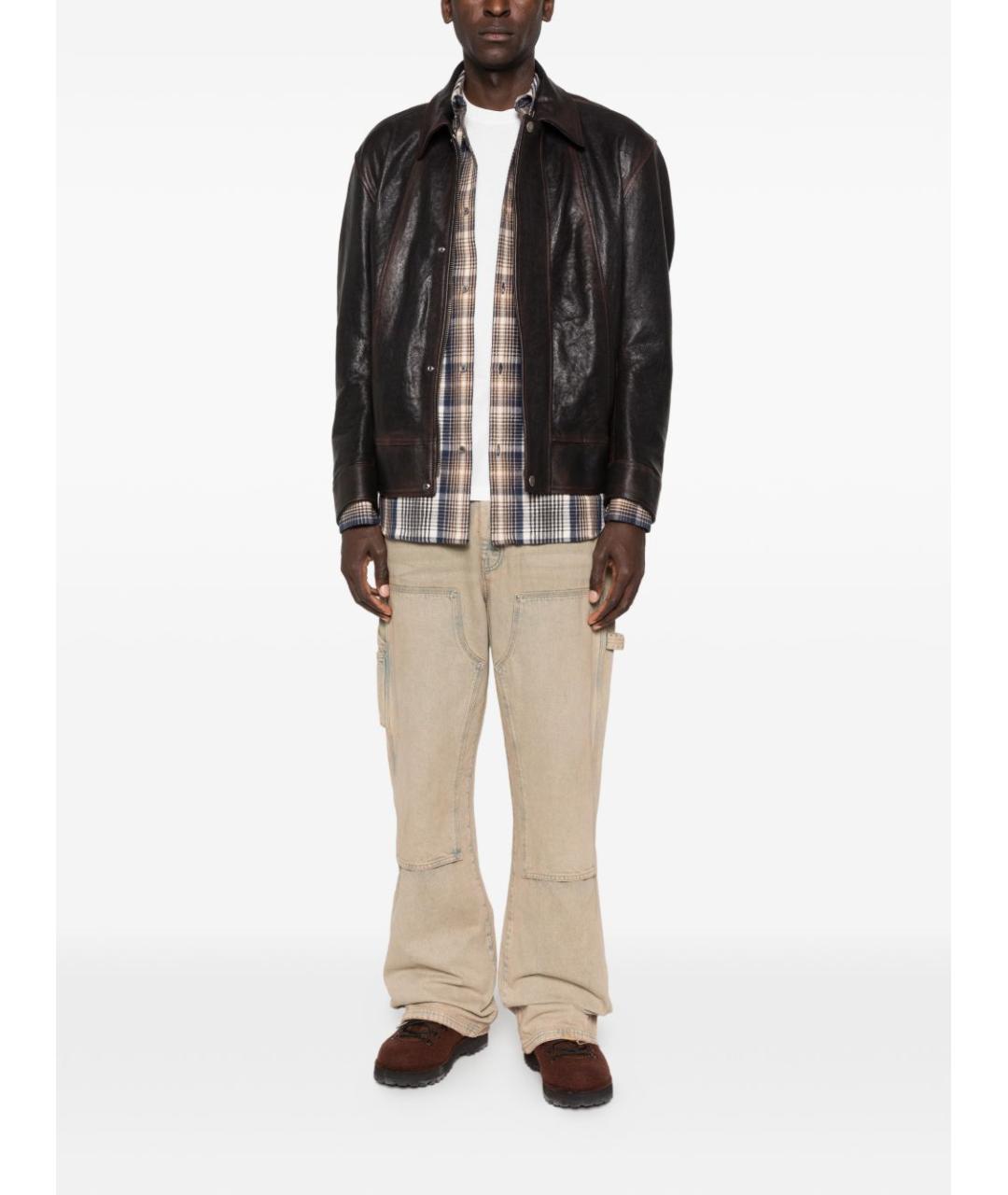 GOLDEN GOOSE DELUXE BRAND Коричневая кожаная куртка, фото 3