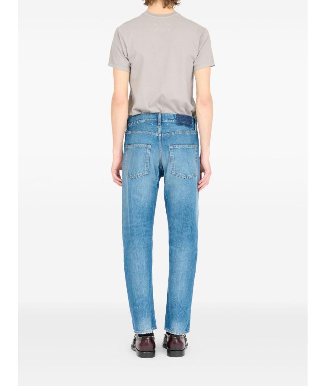 MAISON MARGIELA Голубые хлопковые прямые джинсы, фото 6