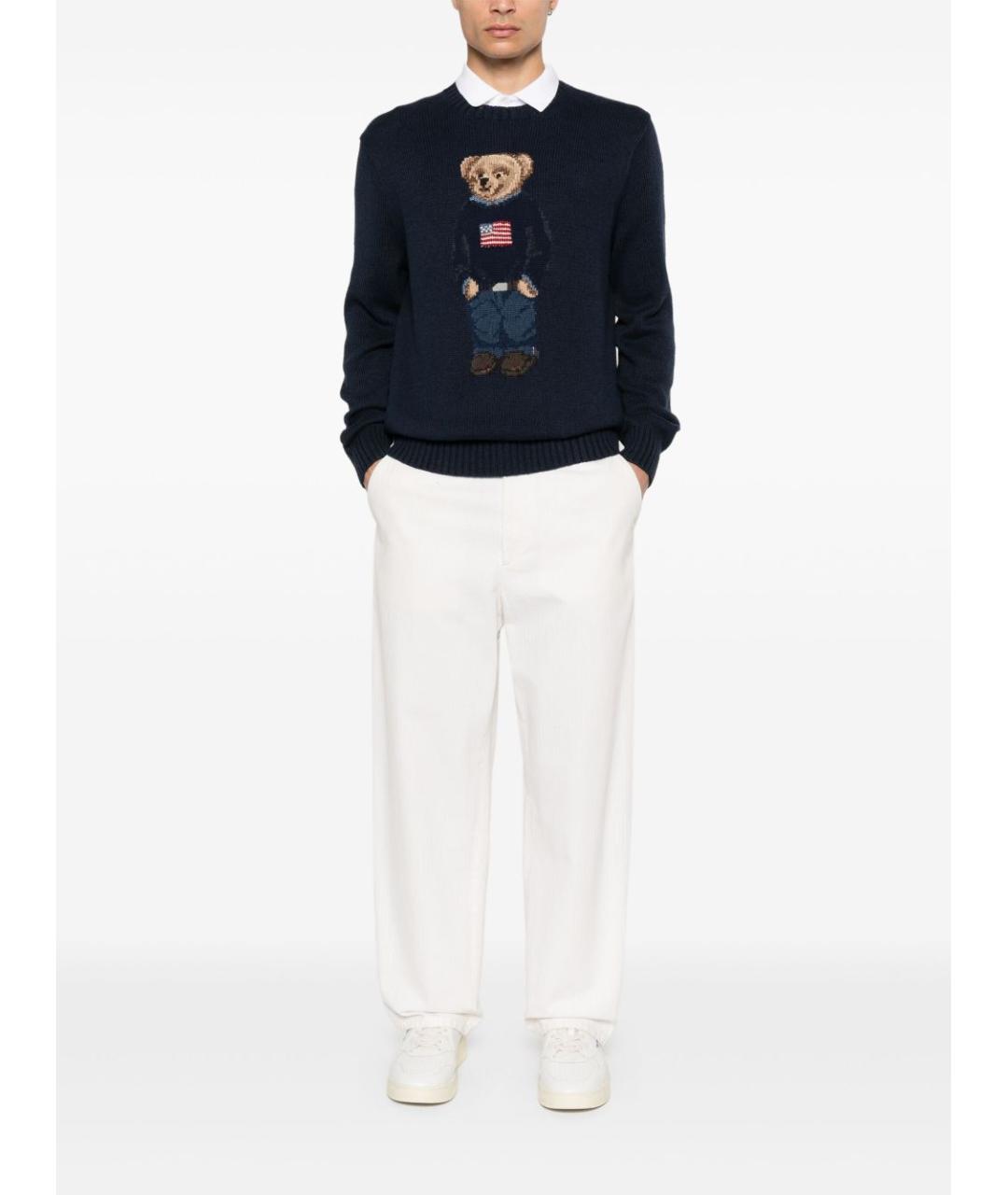 POLO RALPH LAUREN Темно-синий хлопковый джемпер / свитер, фото 5