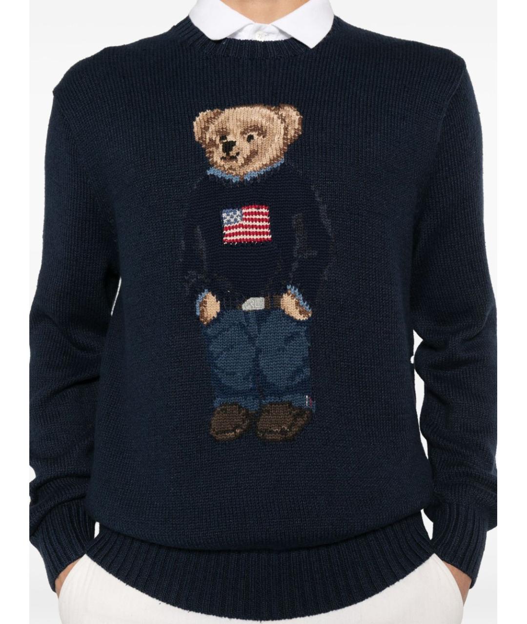 POLO RALPH LAUREN Темно-синий хлопковый джемпер / свитер, фото 3