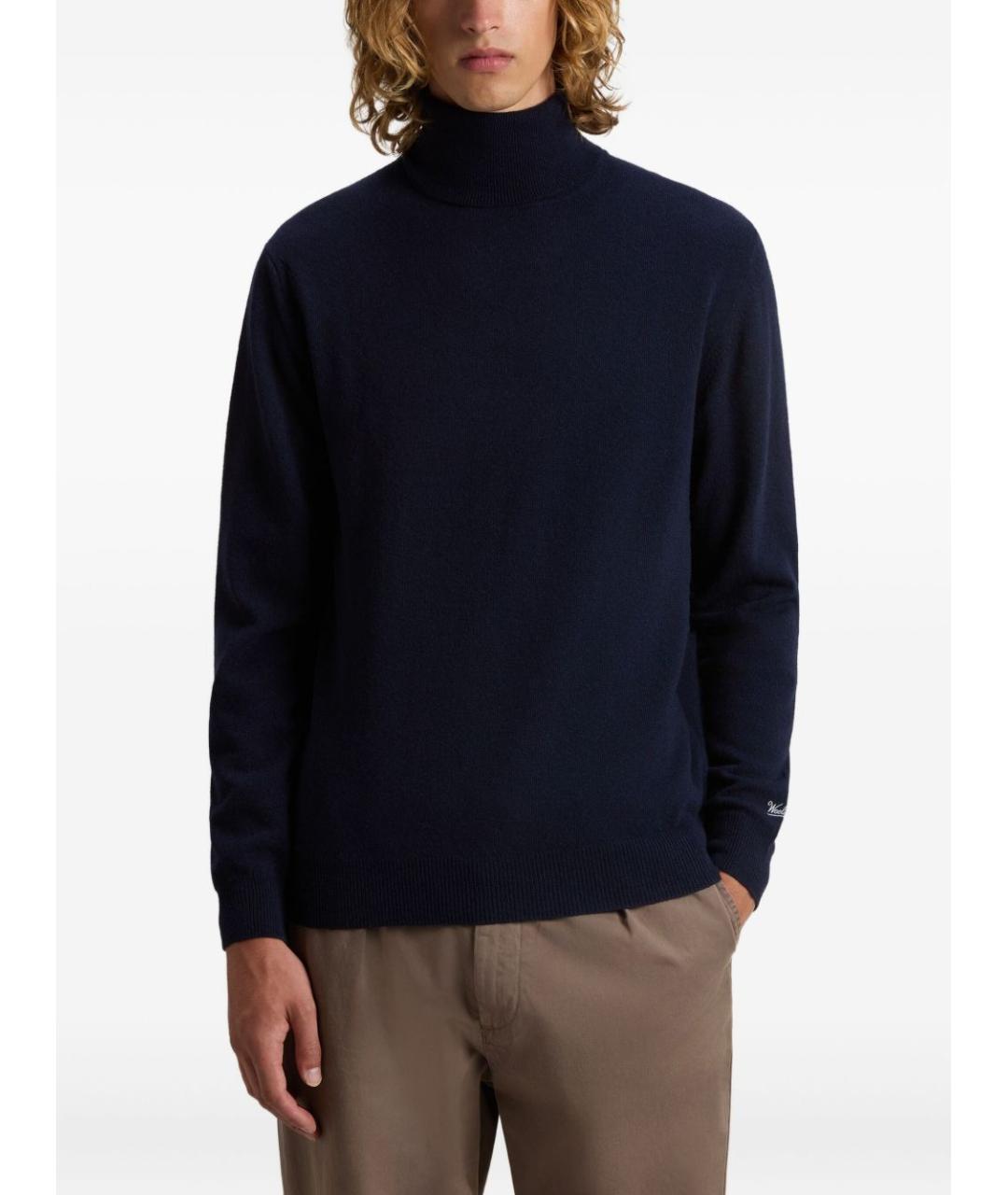 WOOLRICH Темно-синий шерстяной джемпер / свитер, фото 4