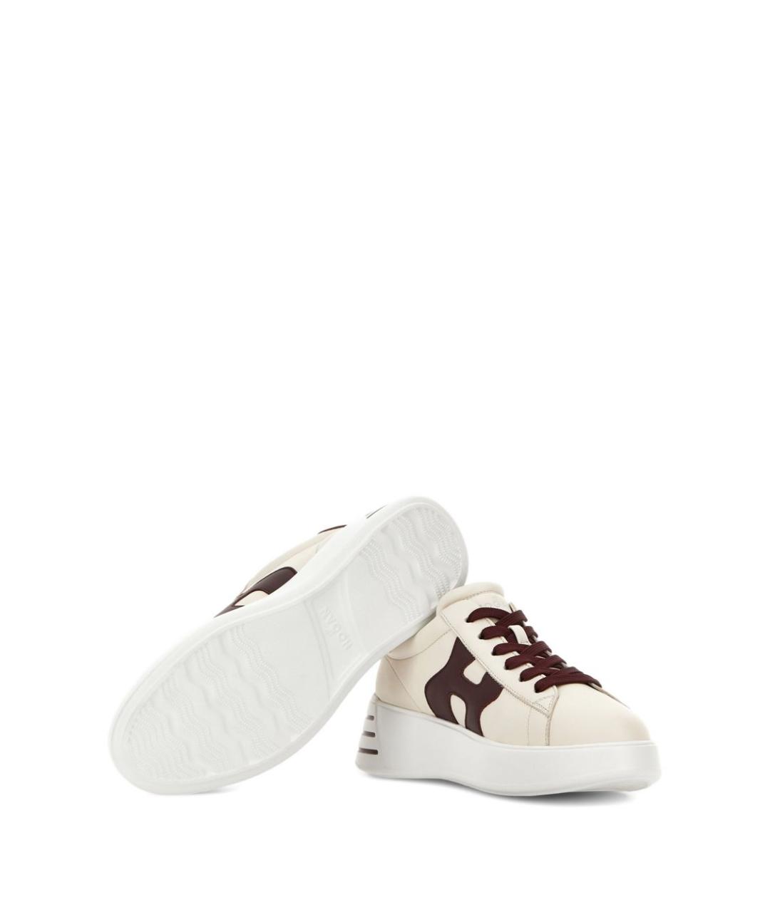 HOGAN Бежевые кожаные кроссовки, фото 2