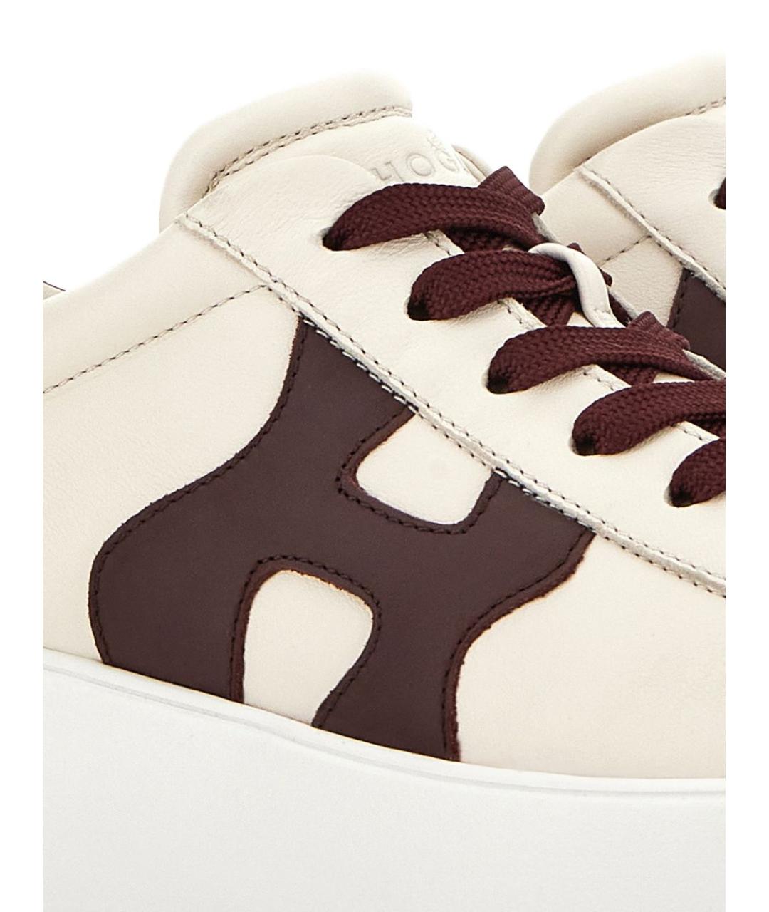 HOGAN Бежевые кожаные кроссовки, фото 5