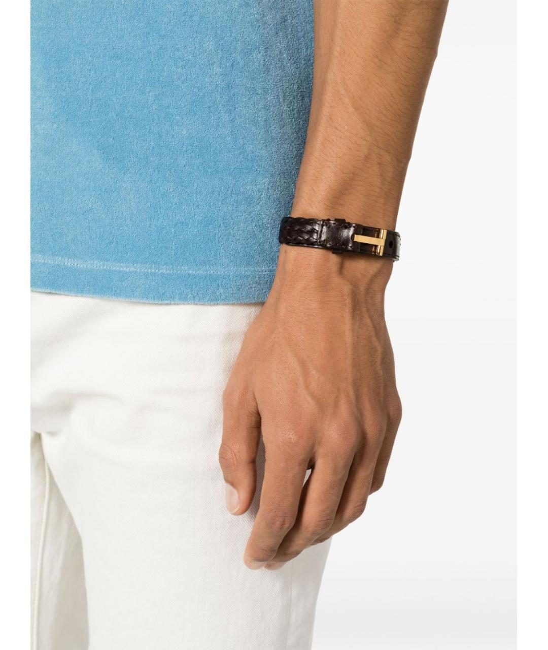 TOM FORD Коричневый кожаный браслет, фото 2