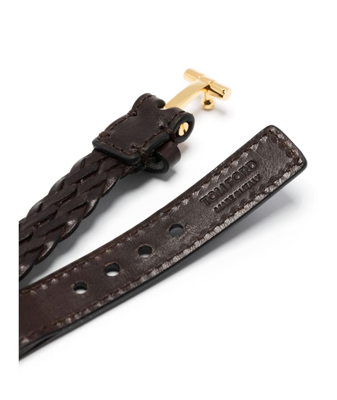 TOM FORD Коричневый кожаный браслет, фото 3