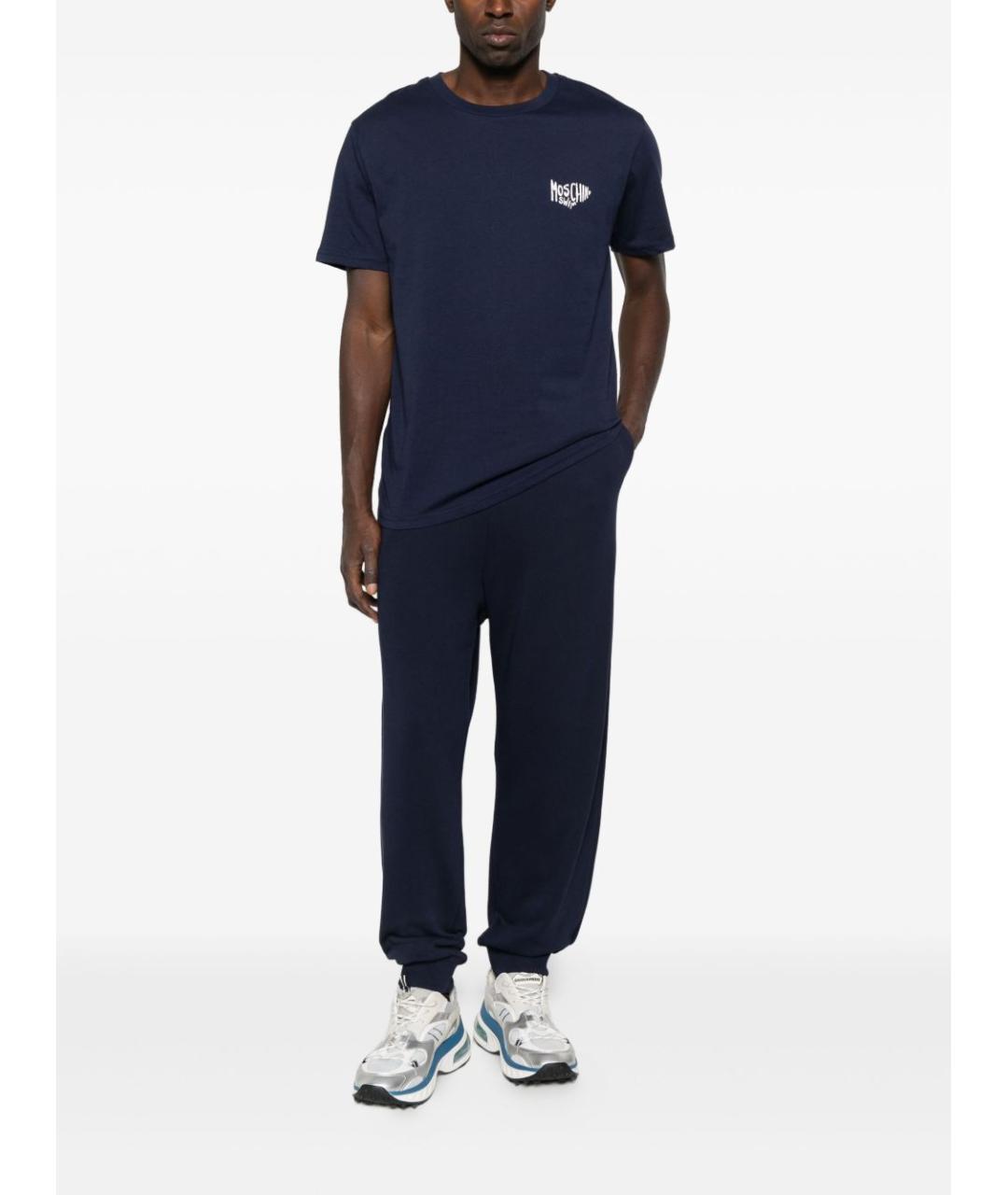 MOSCHINO Синие хлопковые повседневные брюки, фото 5