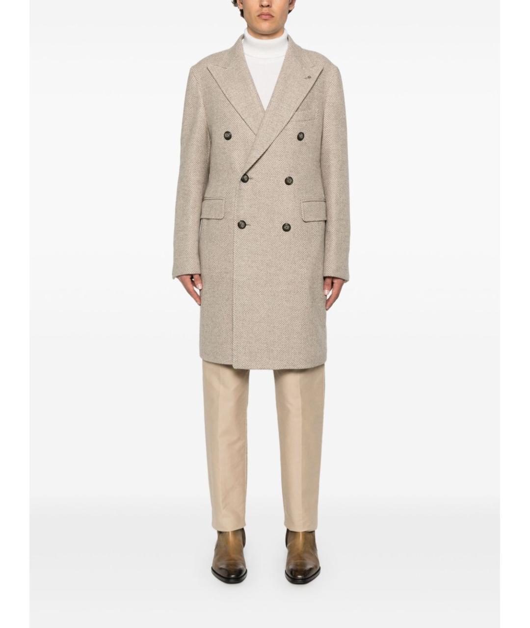 TAGLIATORE Серое шерстяное пальто, фото 4