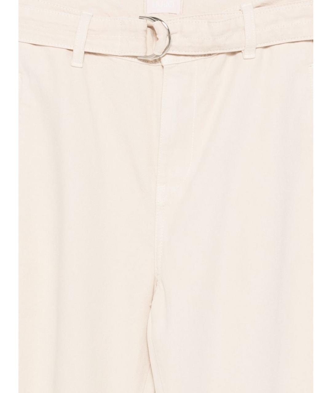 LIU JO Бежевые хлопковые прямые джинсы, фото 2