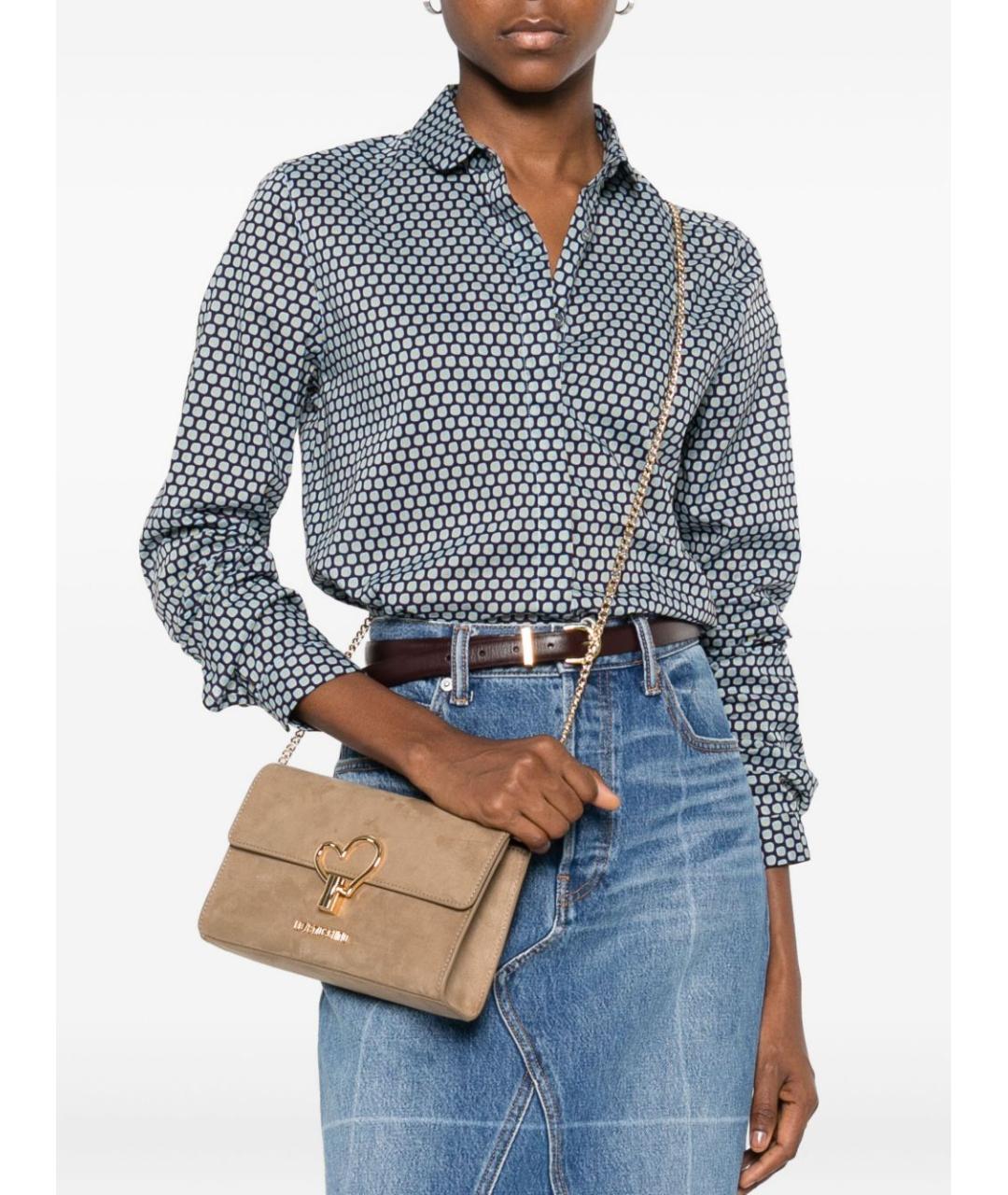 LOVE MOSCHINO Бежевая синтетическая сумка через плечо, фото 2