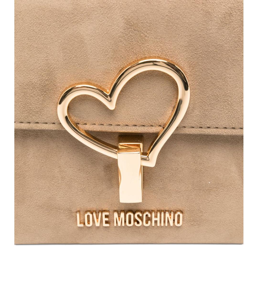 LOVE MOSCHINO Бежевая синтетическая сумка через плечо, фото 5