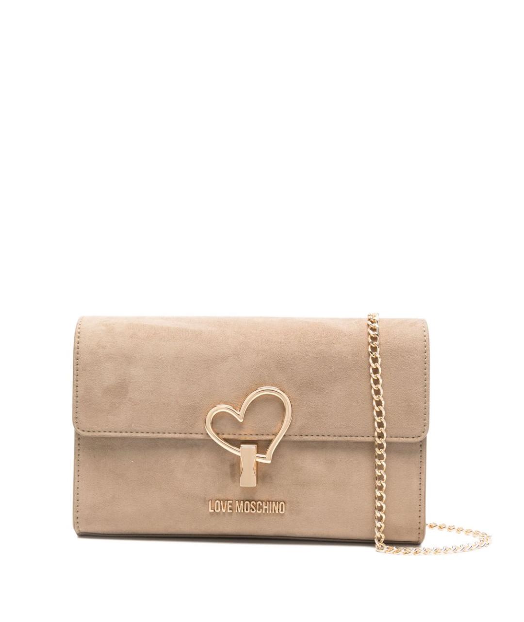 LOVE MOSCHINO Бежевая синтетическая сумка через плечо, фото 1