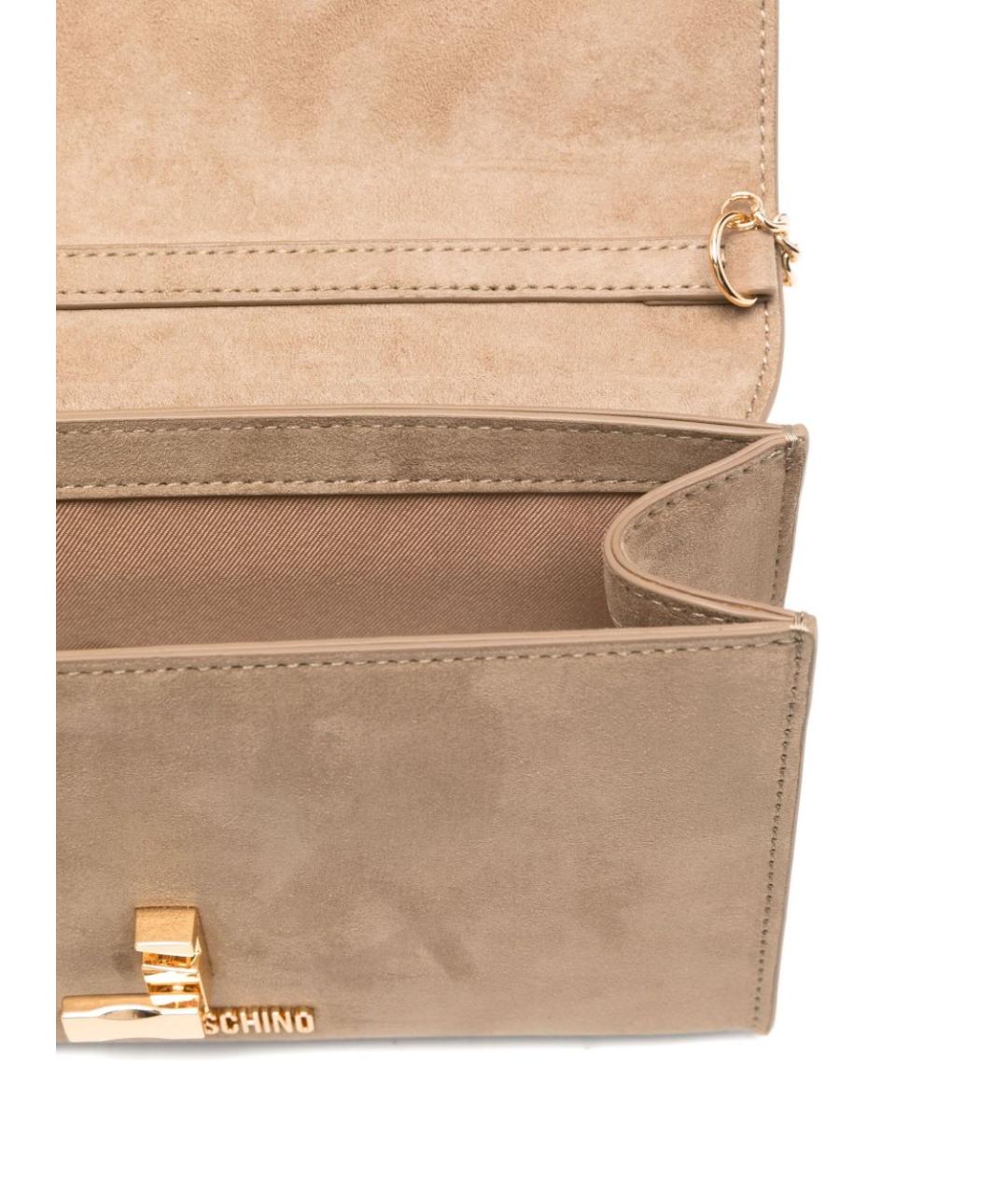 LOVE MOSCHINO Бежевая синтетическая сумка через плечо, фото 3