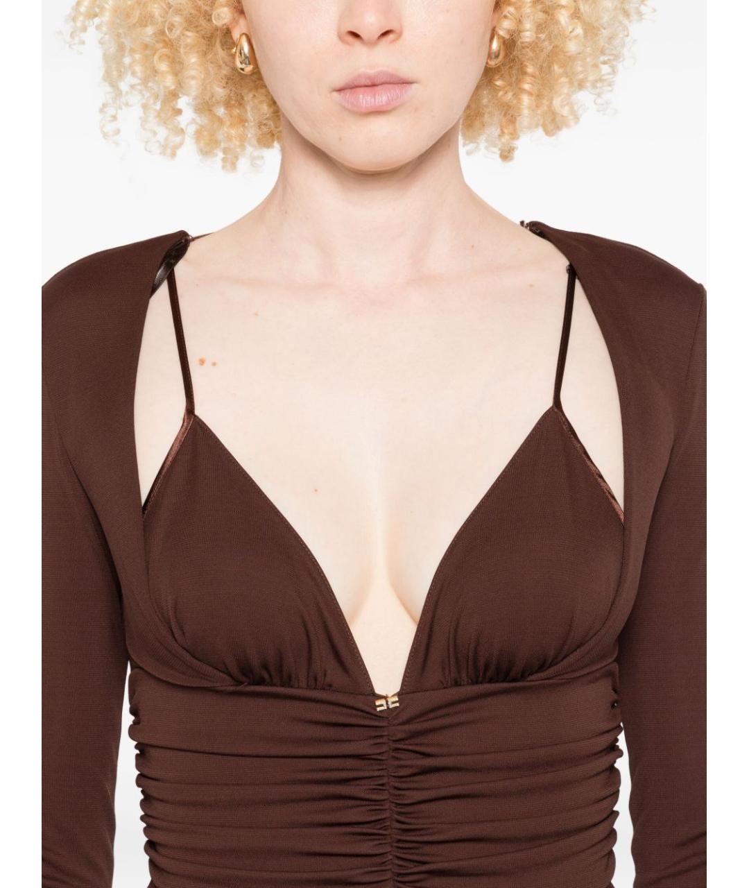 ELISABETTA FRANCHI Коричневое вискозное боди, фото 3