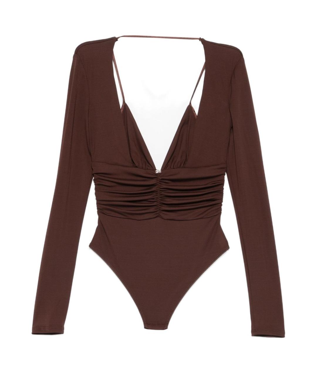 ELISABETTA FRANCHI Коричневое вискозное боди, фото 1