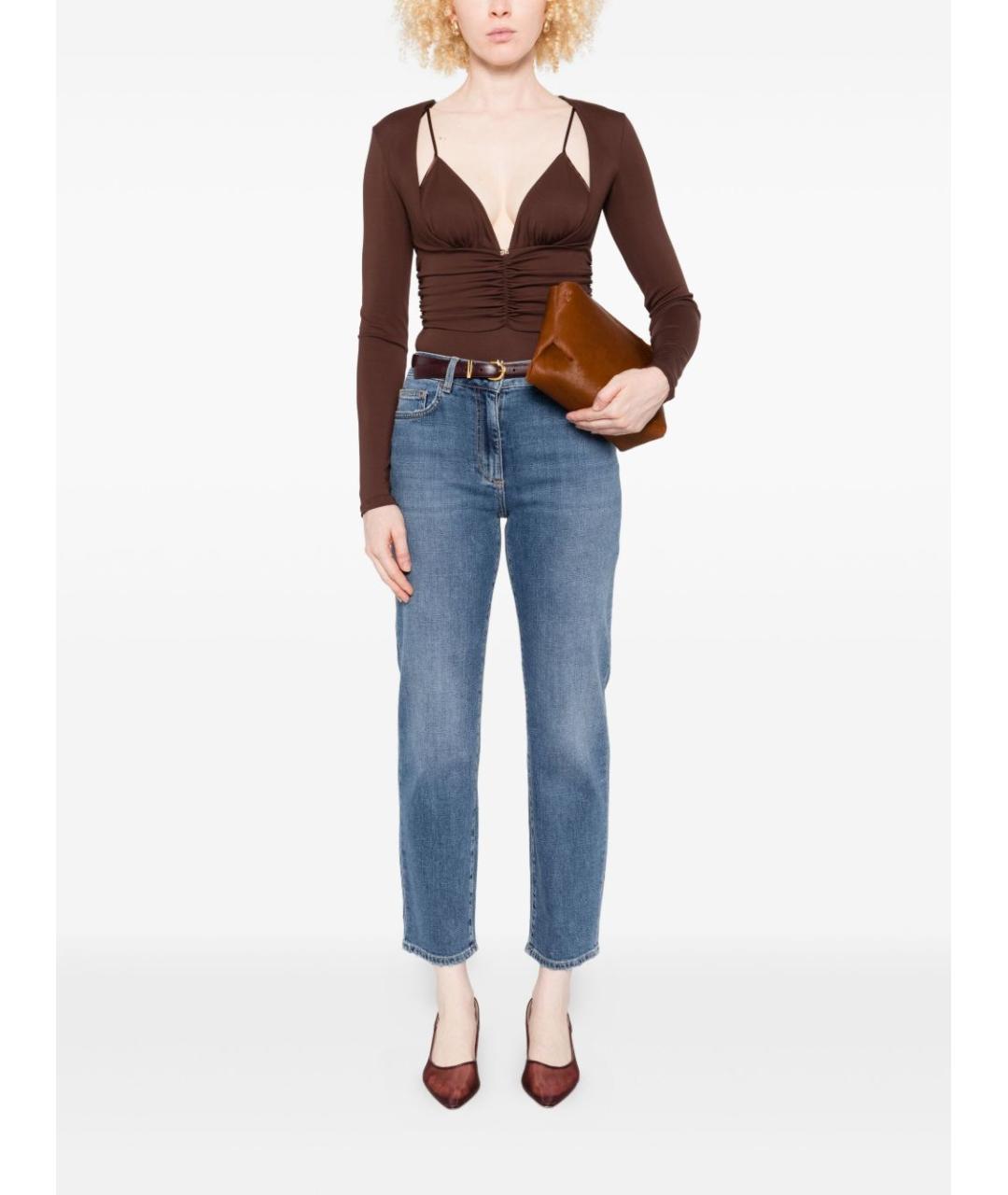 ELISABETTA FRANCHI Коричневое вискозное боди, фото 2