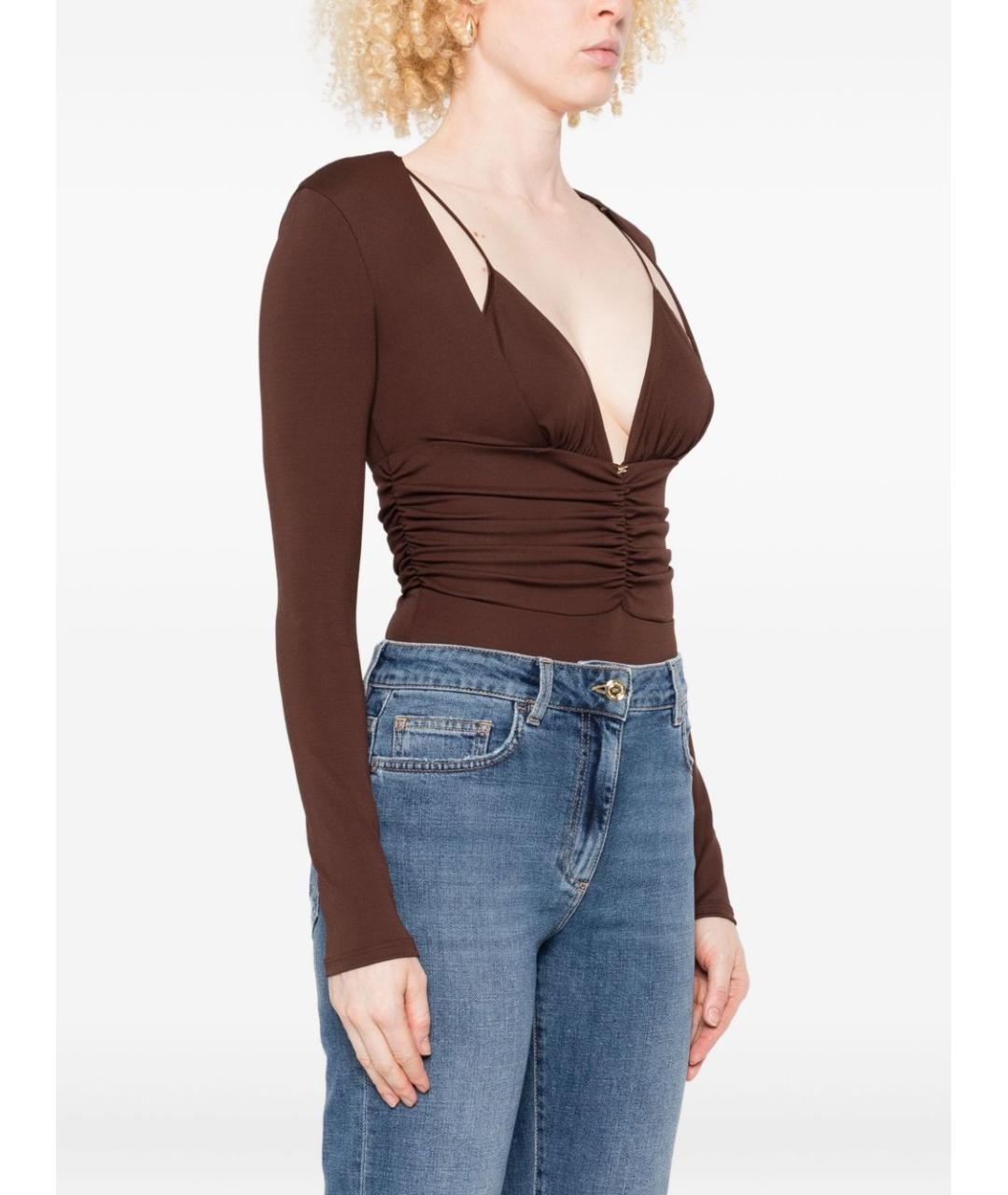 ELISABETTA FRANCHI Коричневое вискозное боди, фото 5