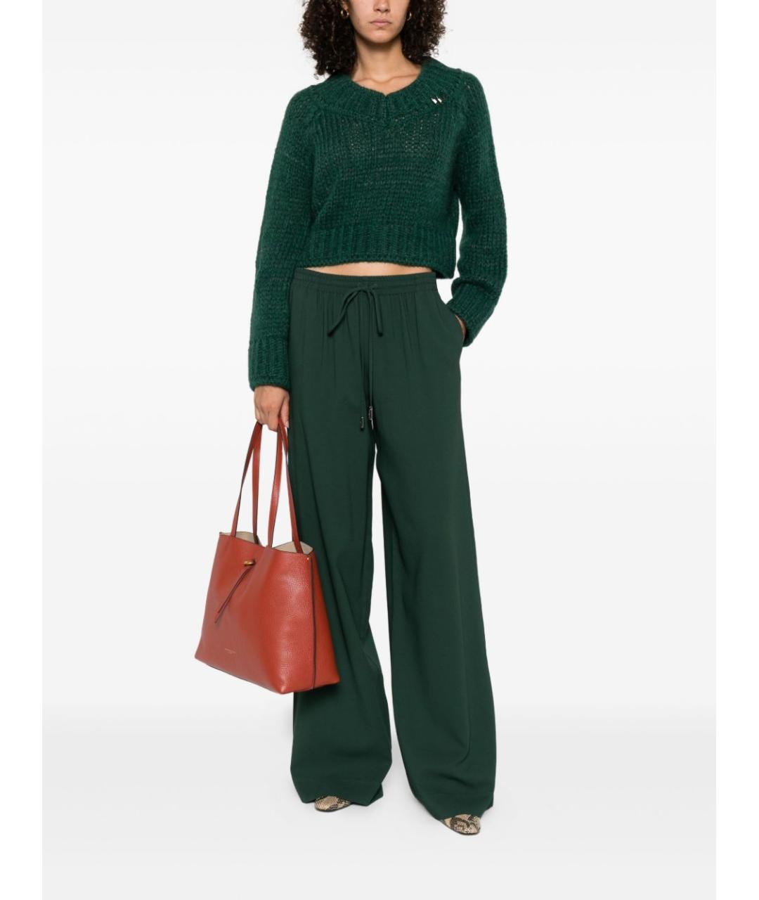 ERMANNO SCERVINO Зеленые вискозные прямые брюки, фото 5