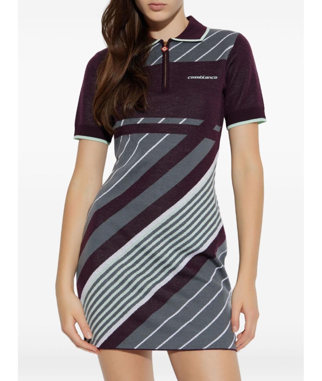 CASABLANCA Фиолетовое шерстяное повседневное платье, фото 3