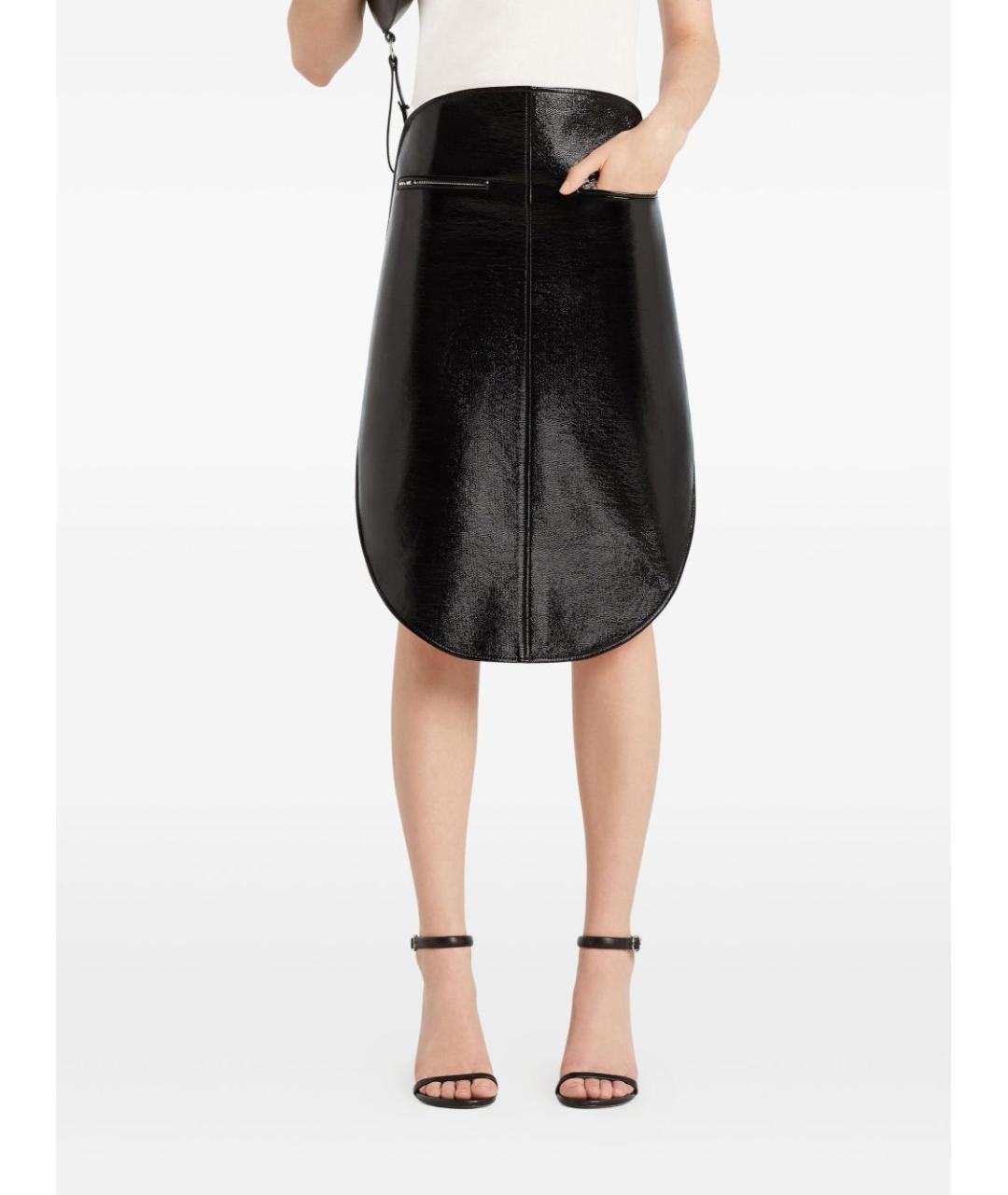 COURREGES Черная хлопковая юбка миди, фото 4